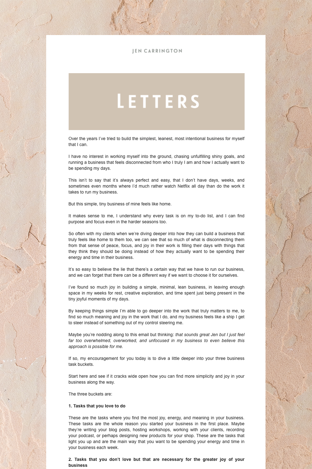 Jen Carrington Letters